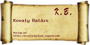 Kovaly Balázs névjegykártya